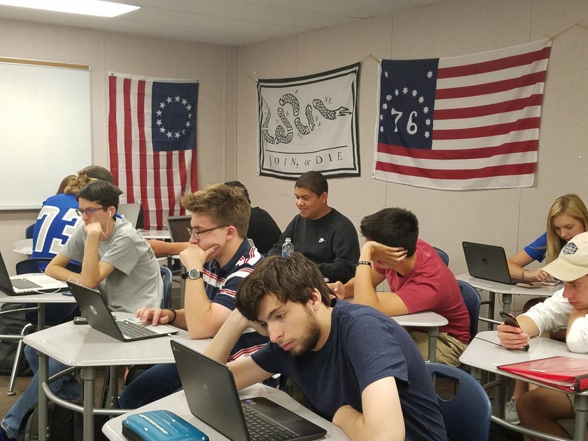 Students in Mr. Pearres senior class are adapting chrome books into their lessons. These students use personalized learning to reinforce their understanding of the content. 