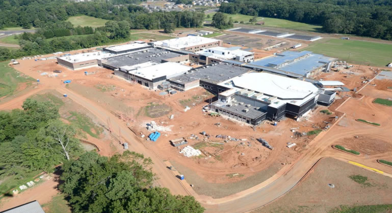 Denmark High School being constructed as of  August 2017. The high school is expected to open its doors at the start of the 2018-2019 school year. Photo used with permission from Forsyth County Schools.