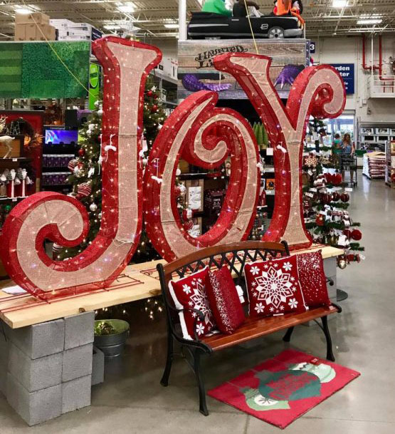 A+Christmas+display+at+Lowes+inserts+itself+in+the+midst+of+the+Halloween+season.