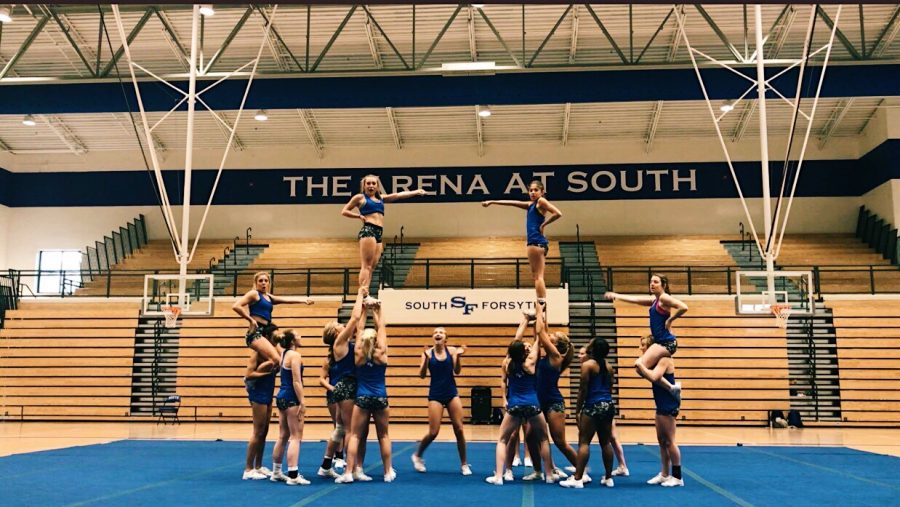 South Cheerleaders practicing in the Arena. 