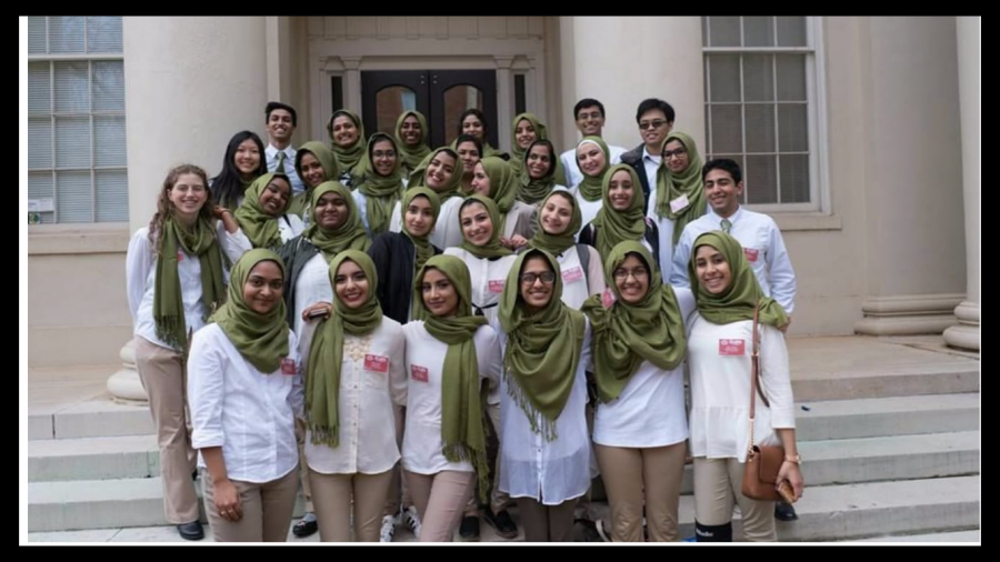 On March 19th, the Muslim Student Association gather for a group photo on the first day of the Muslim Interscholastic Tournament (MIST). Photo used with permission from the Muslim Student Association.