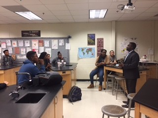 The Black Student Union discussing topics of the local black community with a guest speaker. Photo used with permission from the Black Student Union.