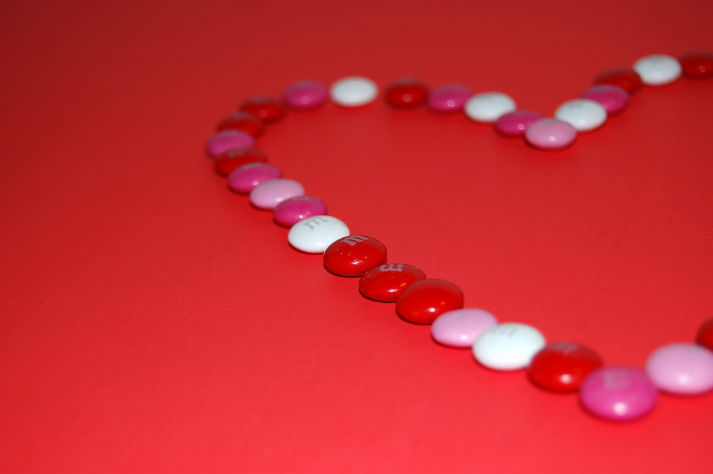 Candied chocolate in the form of a heart to celebrate Valentine's Day.