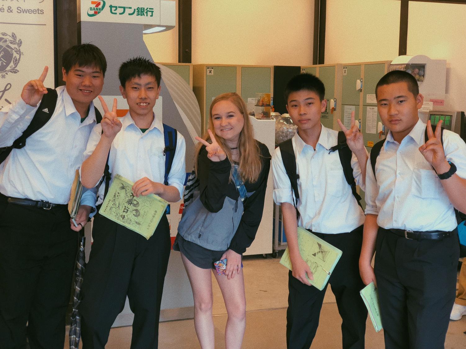 Lost in Translation. Japanese students and I pose for a picture after chatting about my time in Kyoto. Later, we exchanged emails, and I was able to contact them when I arrived back home.