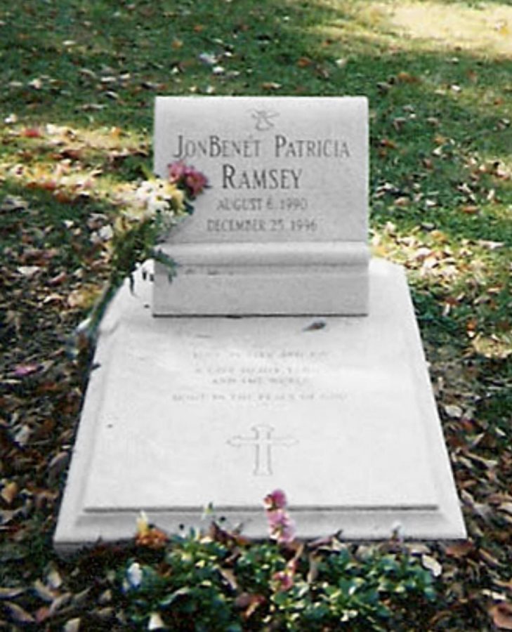 Gone too soon. A murder victim, 6 year old JonBenét Ramseys grave located at the Saint James Episcopal Cemetery. She was killed in her home on Christmas in 1996, and was best known for her Little Miss beauty pageant win.