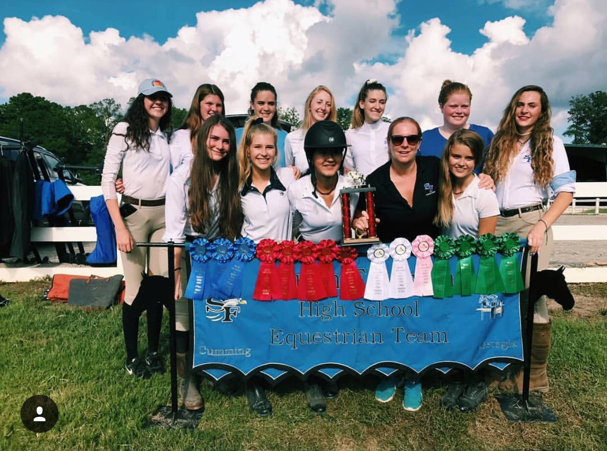 Second place. Coaches help the lesser experienced riders with what skills they need to practice on up until the competition. On September 30th, the Equestrian team placed Reserve Champion out of 10 teams for their first of five seasons.