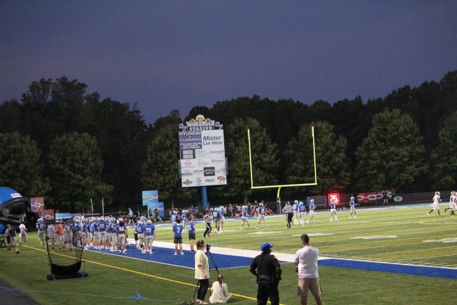 All dressed in black. SOFO seniors were admitted into the senior night game with no admissions fee. With the winning score of 21-14, South Forsyth students and faculty were provided with a night of football and fun.