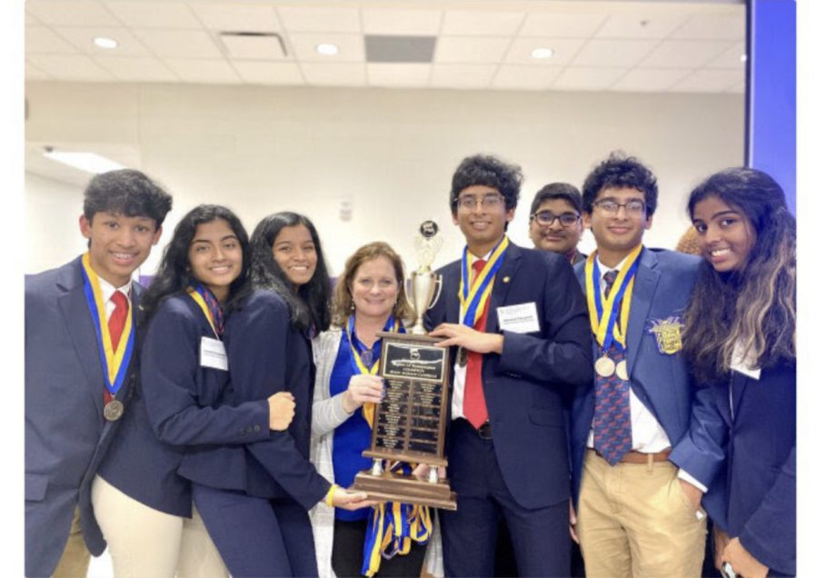 Another year. South Forsyths FBLA chapter wins the Region Sweepstakes for the 6th year in a row. SFHS students (from left to right) sophomore Ayush Gundawar, junior Harshini Kavalakuntla, junior Tharini R.K., sophomore Abhishek Pasupuleti, sophomore Rohit Gogi, sophomore Abhinav Pasupuleti, and sophomore Tanvi Alluri attended the Region Leadership Conference on January 14th along with FBLA advisor, Mrs. Yonk. 