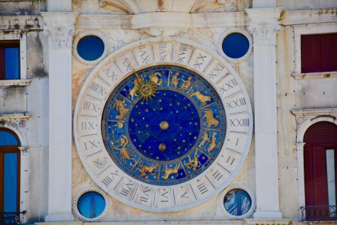 St. Marks clocktower in Venice, Italy is a popular tourist attraction. It has all of the zodiac signs on a stunning blue clock face. It was built during the 15th century. Used with permission from Unsplash