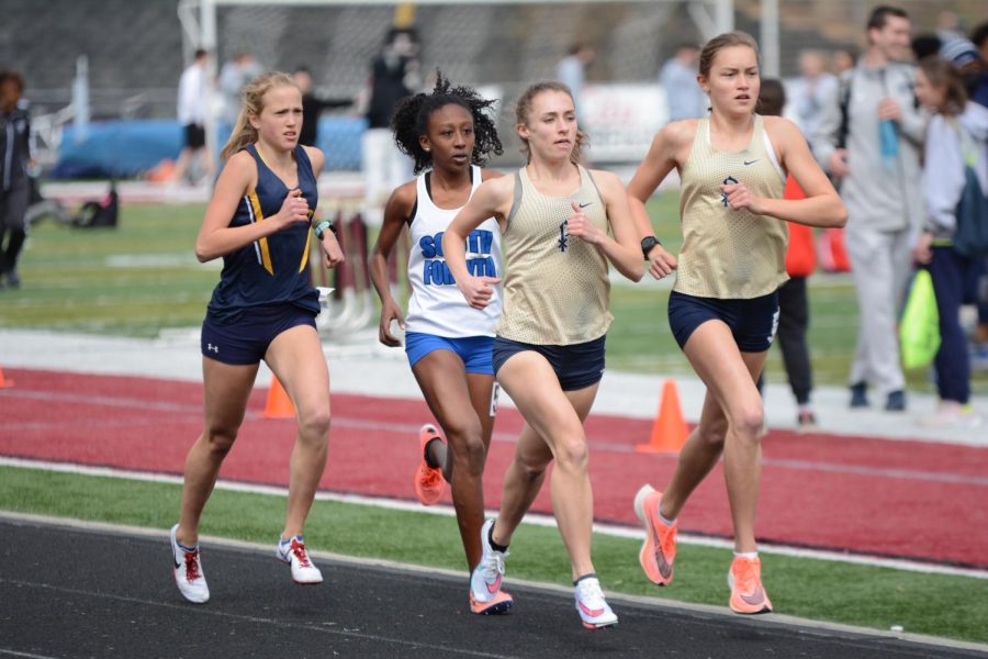 Track+and+Field.+Junior+Carmel+Yonas+races+against+her+opponents+in+the+3200.+On+March+6th%2C+2021%2C+South+competed+in+the+8th+Annual+Longhorn+Stampede.