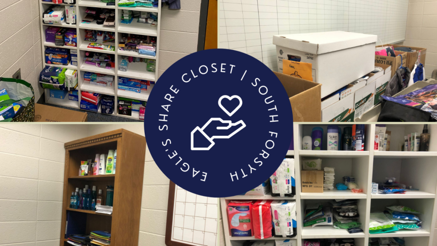 Lending a hand. South Forsyth creates the Eagles Share Closet as a space where students can access personal items that they may not have at home. This closet has supported many students within the school.