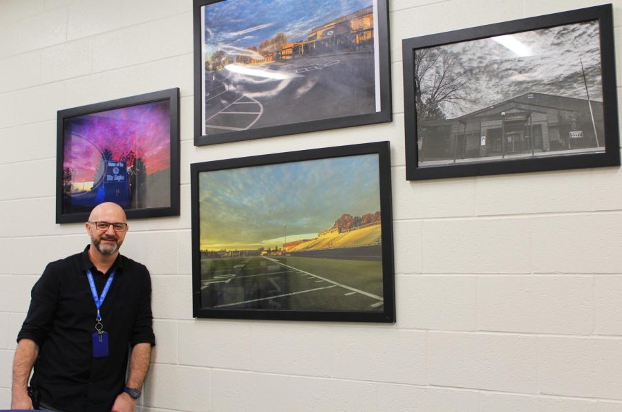 Sam Tartics landscapes he photographed of the school hang in the conference room. Tartic has been at South Forsyth since 2009, and his photographs tell the story of the school.