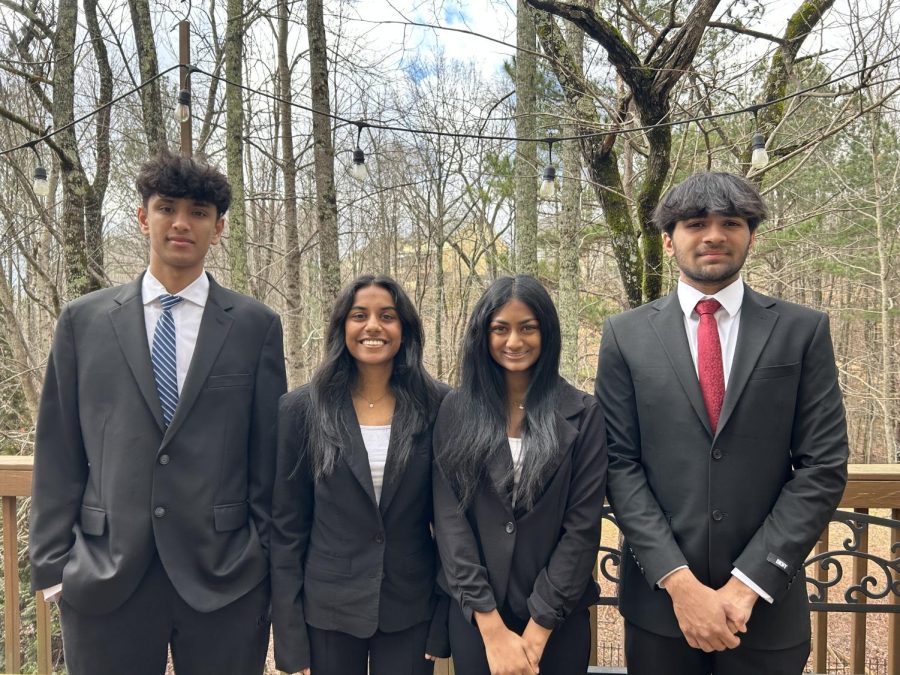 The 2022 HOSA MRC group pitcured left to right (Aadi Dodda, Namita Gupta, Nikita Kopula, Aryan Kumar). Through the HOSA and MRC partnership, dedicated high school students are able to make a strong impact on the community though volunteering and service. 