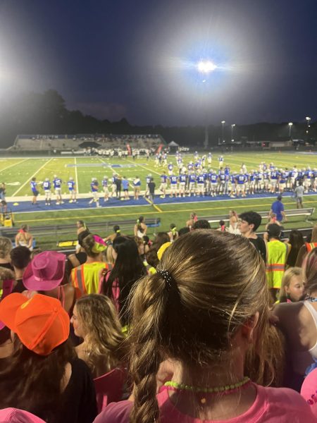 Souths stands light up for the first scrimmage of the season. The game on Aug. 14, 2023 ended in a victory for South Forsyth High School.