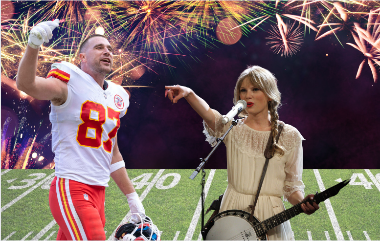 (Travis Kelce by All-Pro Reels is licensed under CC BY-SA 2.0. and Taylor Swift Speak Now Tour by Eva Rinaldi Celebrity Photographer is licensed under CC BY-SA 2.0.)