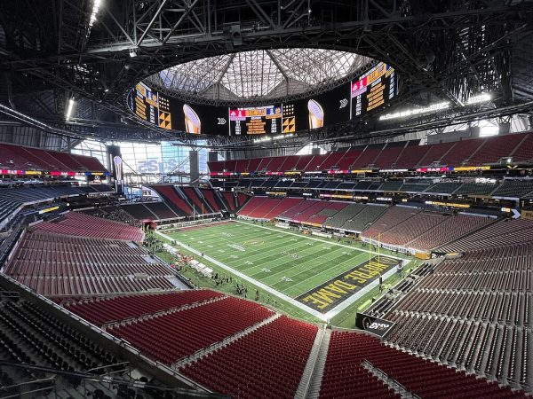 Notre Dame’s season has gotten off to a disastrous start with two straight losses, leaving fans in disbelief. "2025-0120 CFP NCG Pre-Game view Press Box" by Bobak Ha'Eri is licensed under CC BY 3.0.