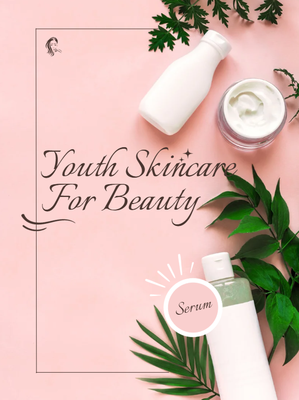 Skincare poster depicting a moisturizer and serums. Ayati Yadav. (Canva)
